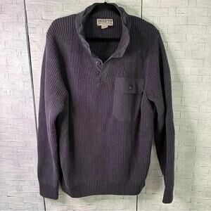 Duluth Mens Trading Gray Cotton Wool Blend Shawl Brigadier Sweater size L